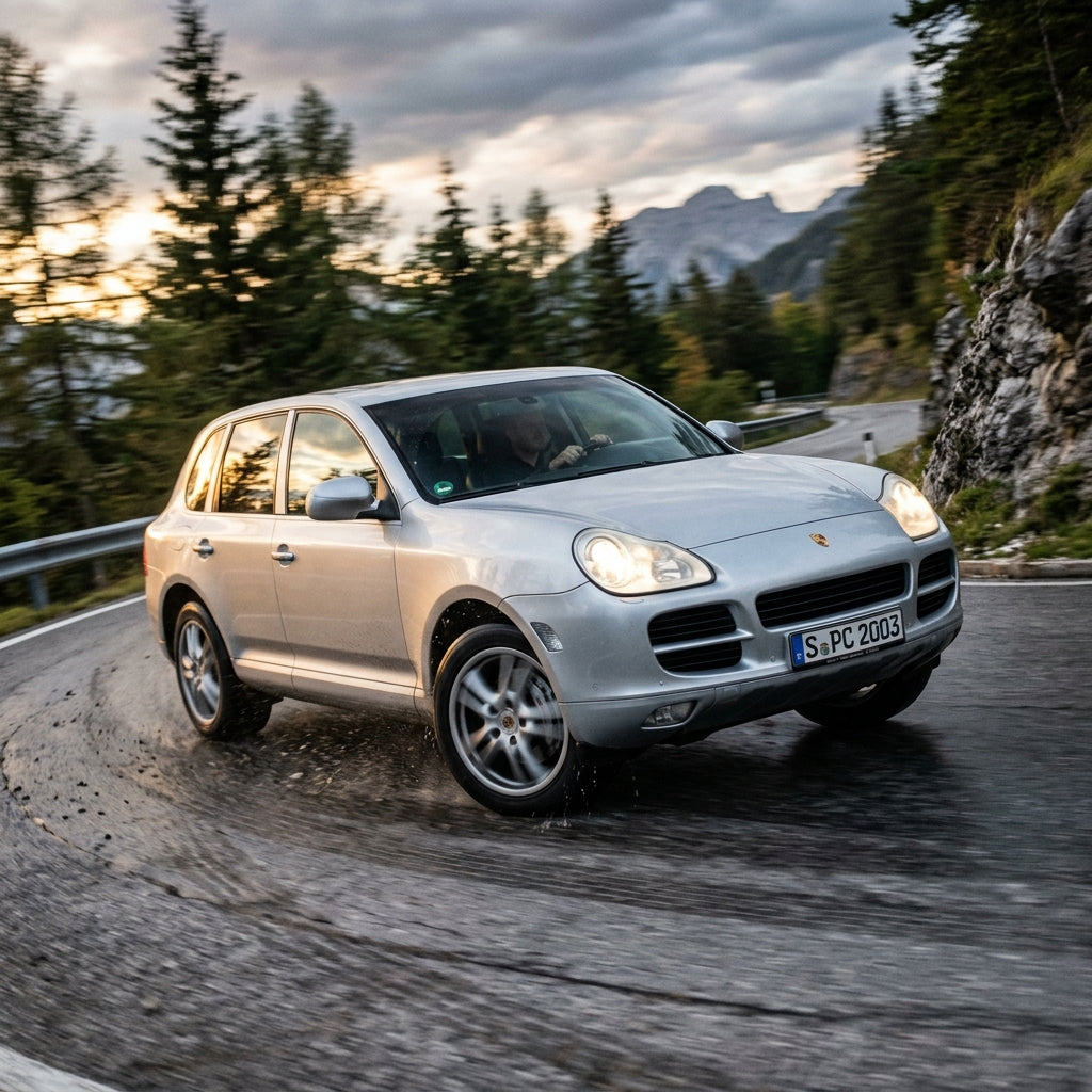 Action Shot: Porsche Cayenne Driving Fast
