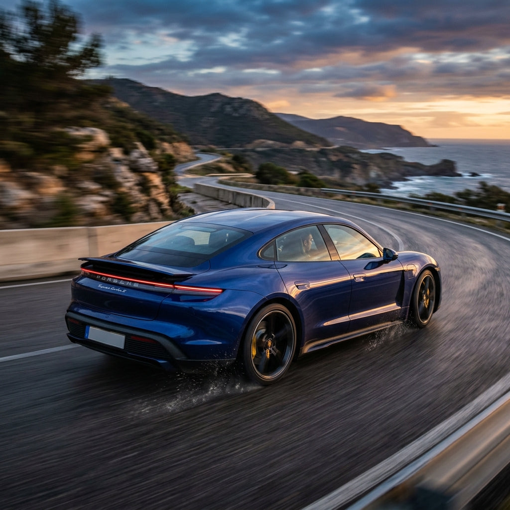 Action Shot: Porsche Taycan Driving Fast