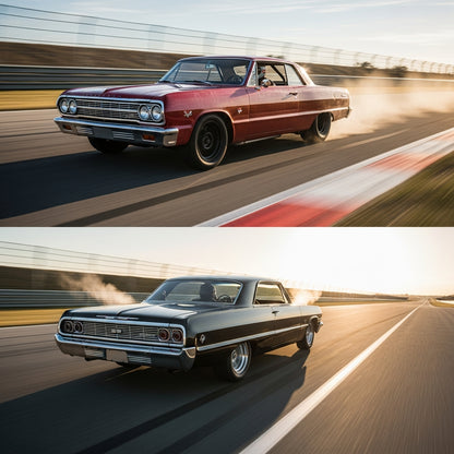 Action Shot:  Regal, Skylark, Camaro, Caprice, Chevelle, Impala, Malibu, Monte Carlo Driving Fast