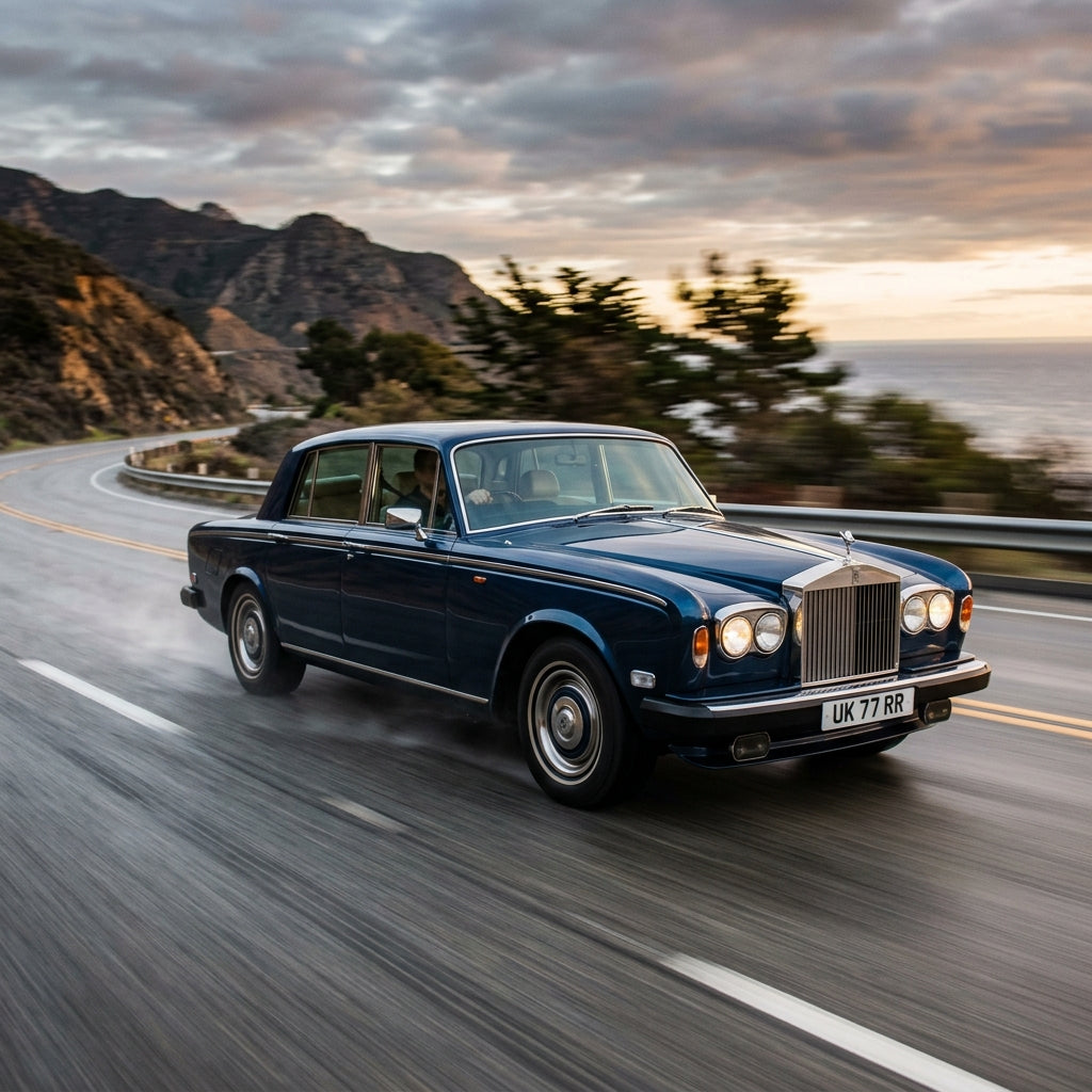 Action Shot: Rolls Royce Silver Shadow II,Silver Wraith II Driving Fast