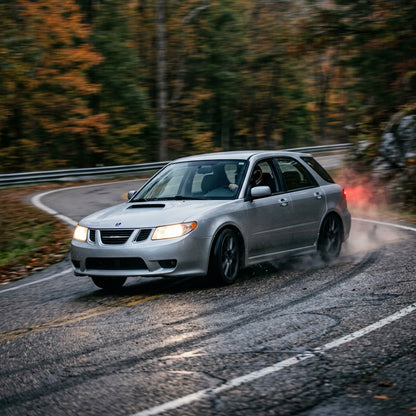 Action Shot: Saab 9-2X Driving Fast