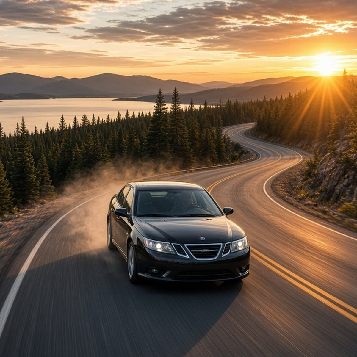 Stage 2 AI Performance Chip Module OBD2 for Saab – Adaptive Power & Fuel Efficiency - Saab 9-3 Aero driving fast
