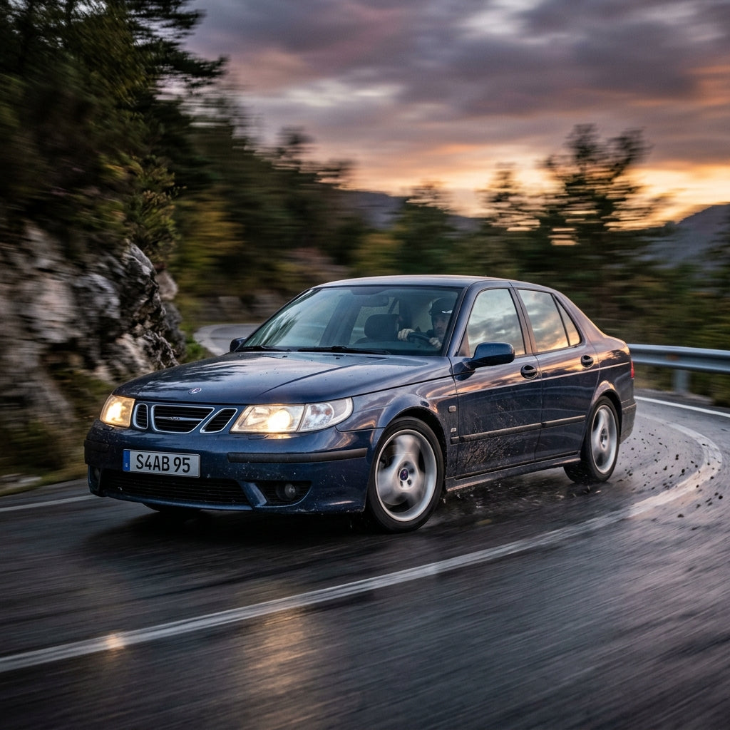 Action Shot: Saab 9-5 Driving Fast