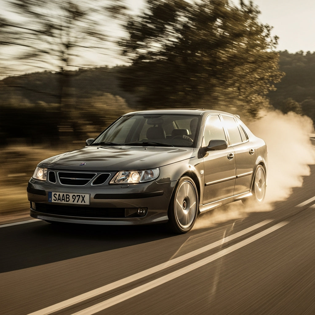 Action Shot: Saab 9-7X Driving Fast