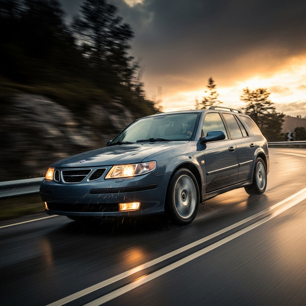 Action Shot: Saab 9-7X Driving Fast