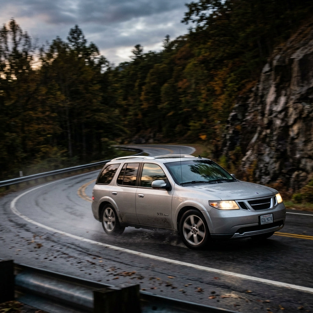 Action Shot: Saab 9-7X Driving Fast