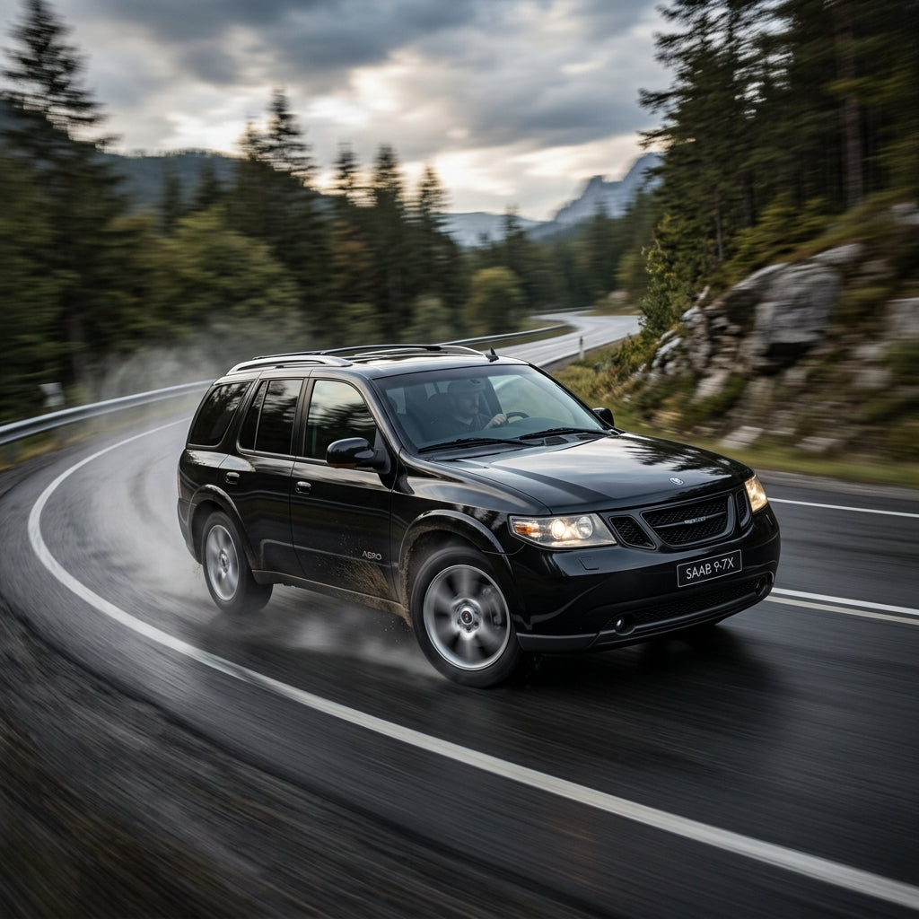 Action Shot: Saab 9-7X Driving Fast