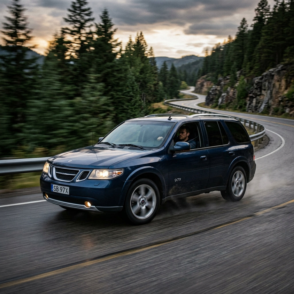 Action Shot: Saab 9-7X Driving Fast