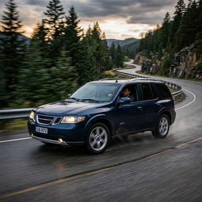 Action Shot: Saab 9-7X Driving Fast