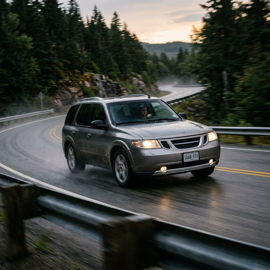 Action Shot: Saab 9-7x Driving Fast