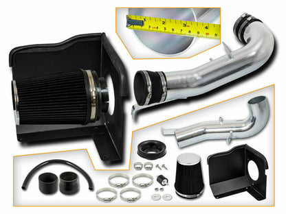 Cold Air Intake Kit for Chevrolet Silverado 1500 (2009-2013) with 4.8L / 5.3L / 6.0L / 6.2L V8 Engine Chrome Black