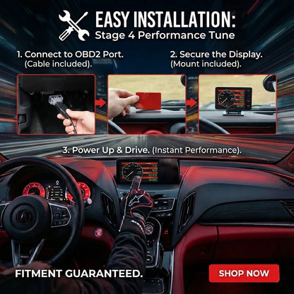Stage 4 Performance Chip Tuner & OBD2 Monitor for Acura (2008+) | +50HP & Live Data