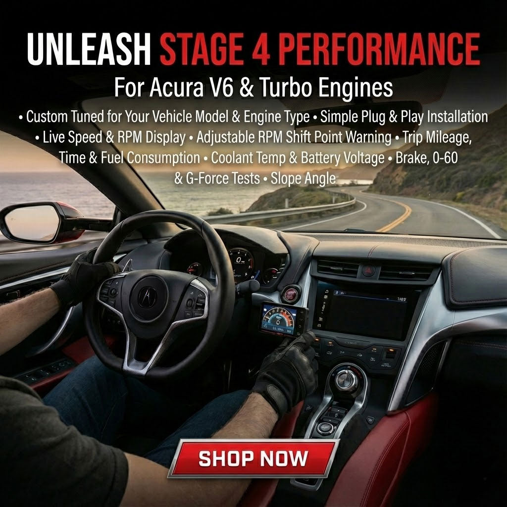Stage 4 Performance Chip Tuner & OBD2 Monitor for Acura (2008+) | +50HP & Live Data