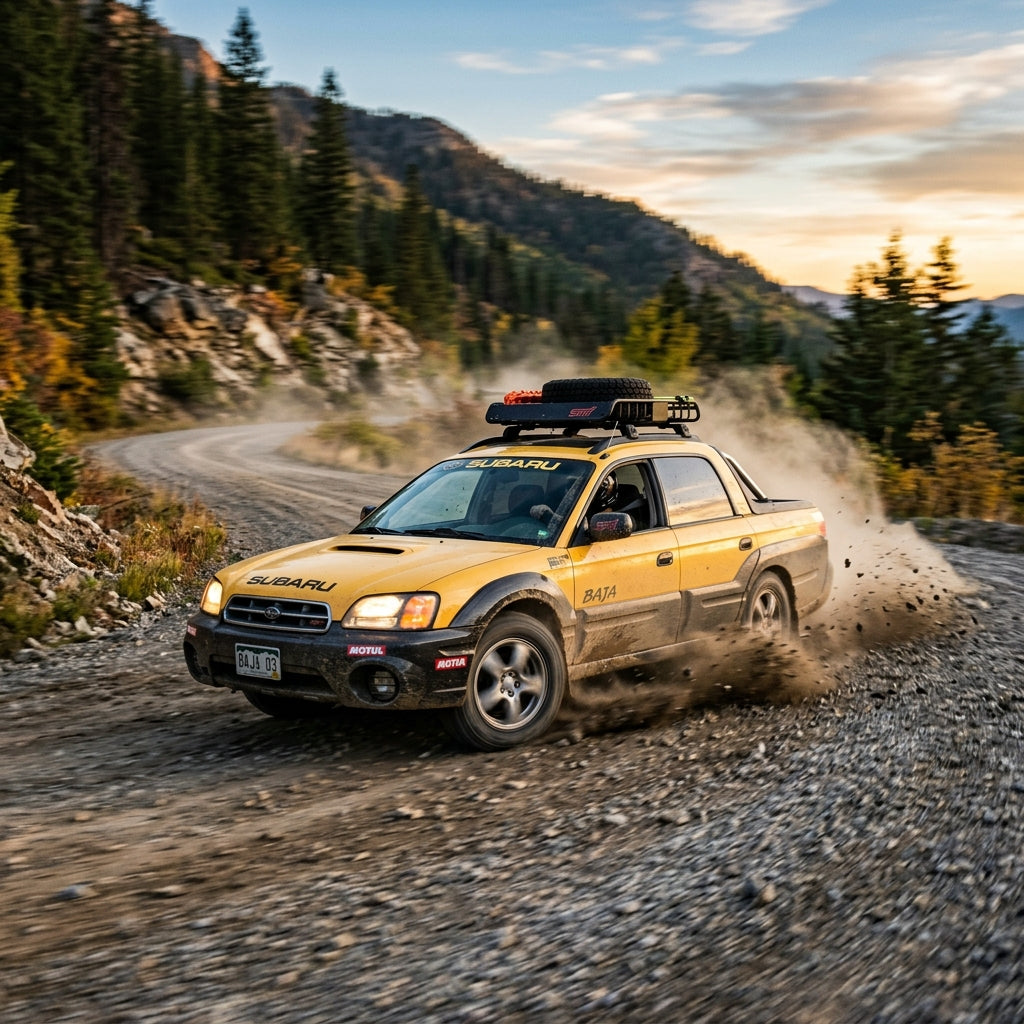 Action Shot: Subaru Baja Driving Fast