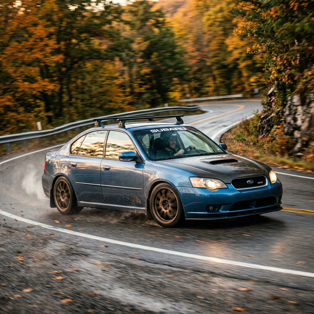 Action Shot: Subaru Legacy Driving Fast