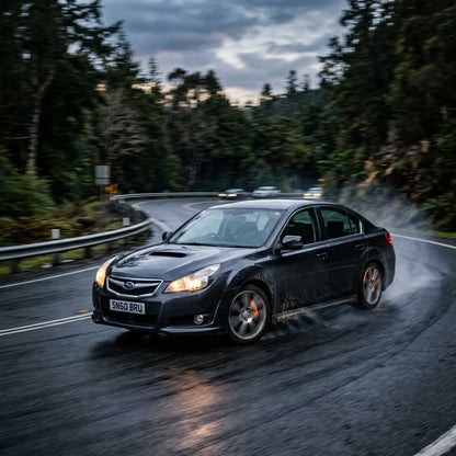 Action Shot: Subaru Legacy Driving Fast