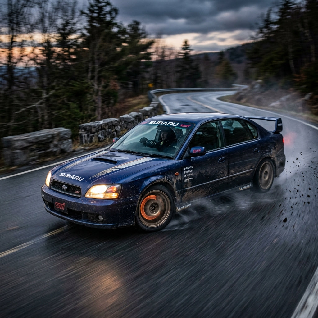 Action Shot: Subaru Legacy Driving Fast