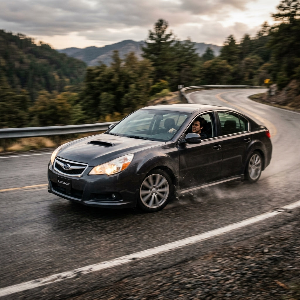 Action Shot: Subaru Legacy Driving Fast