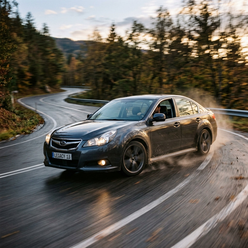 Action Shot: Subaru Legacy Driving Fast