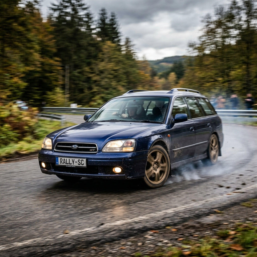 Action Shot: Subaru Legacy Driving Fast