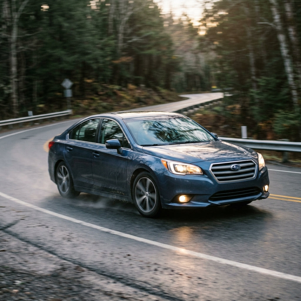 Action Shot: Subaru Legacy Driving Fast