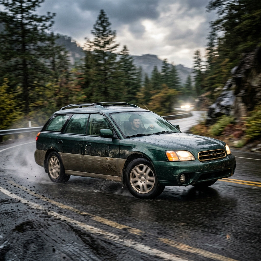 Action Shot: Subaru Outback Driving Fast
