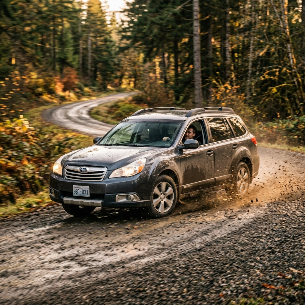 Action Shot: Subaru Outback Driving Fast