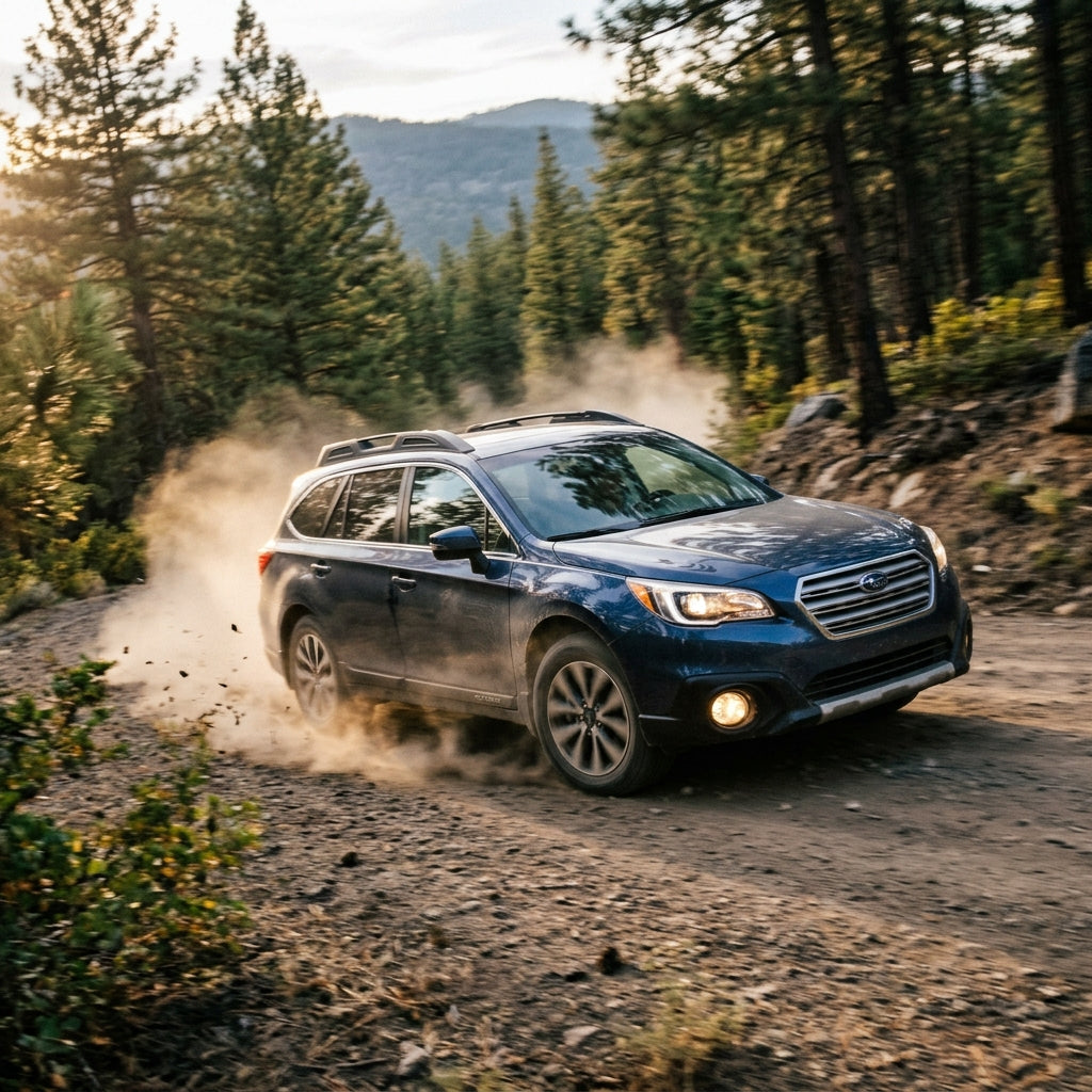 Action Shot: Subaru Outback,Legacy Driving Fast