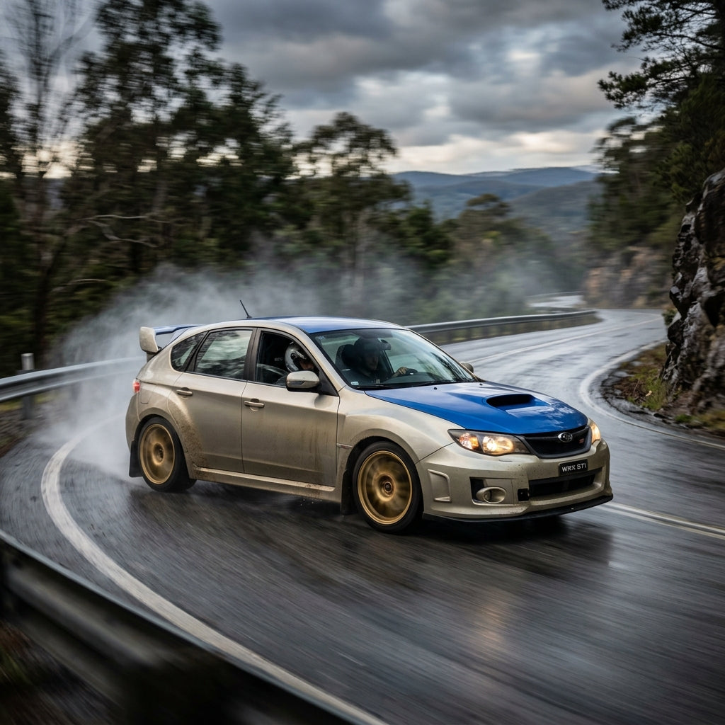 Action Shot: Subaru WRX Driving Fast