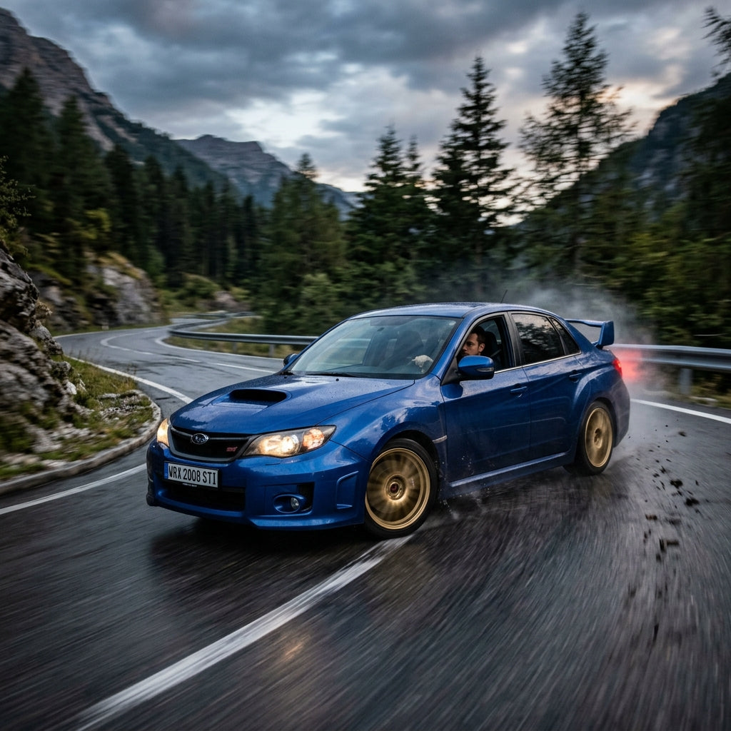 Action Shot: Subaru WRX Driving Fast