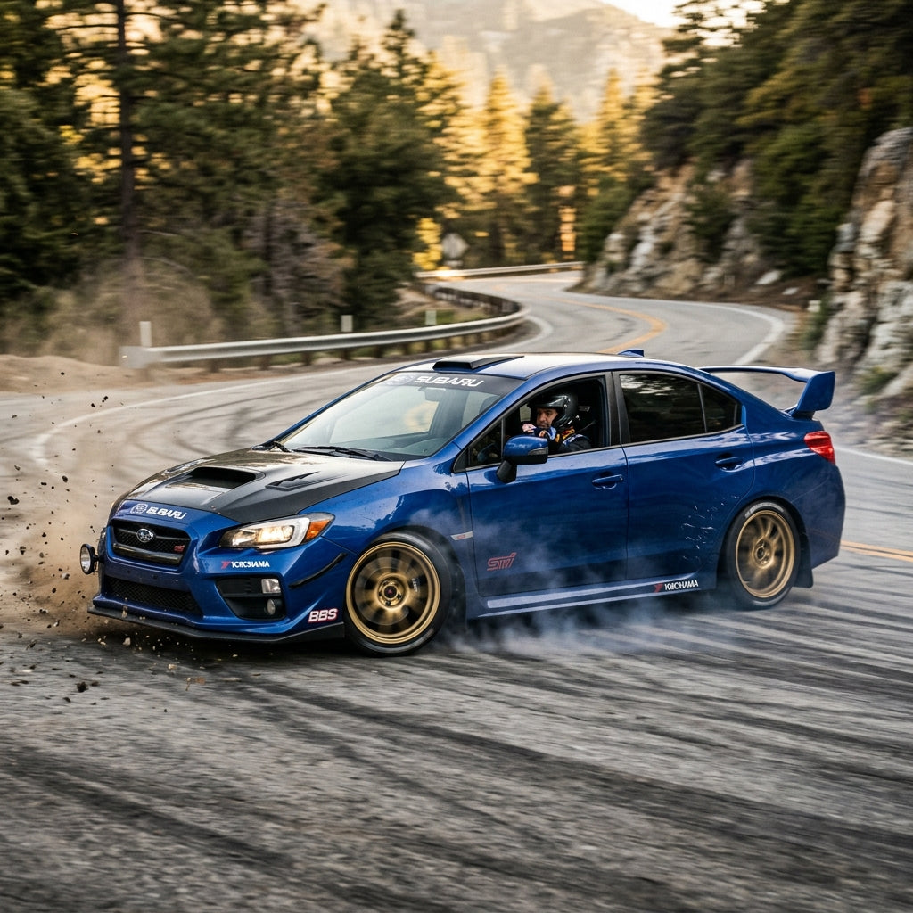 Action Shot: Subaru WRX STI Driving Fast