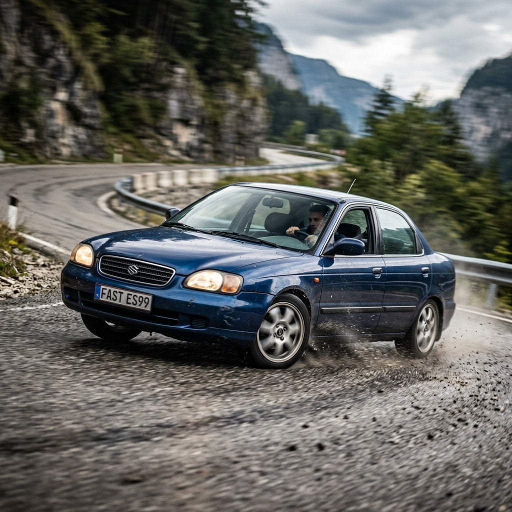 Action Shot: Suzuki Esteem Driving Fast