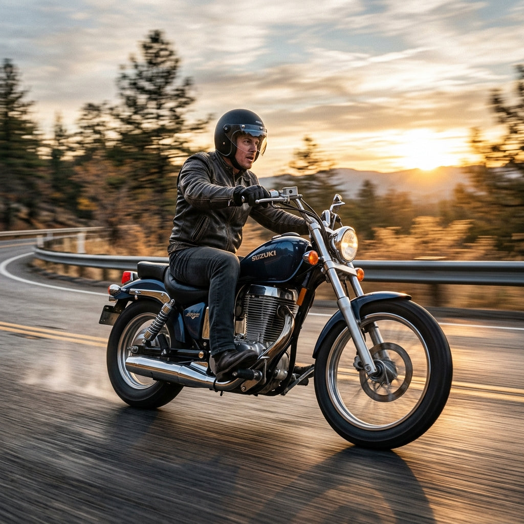 Action Shot: Suzuki Savage 650 Driving Fast