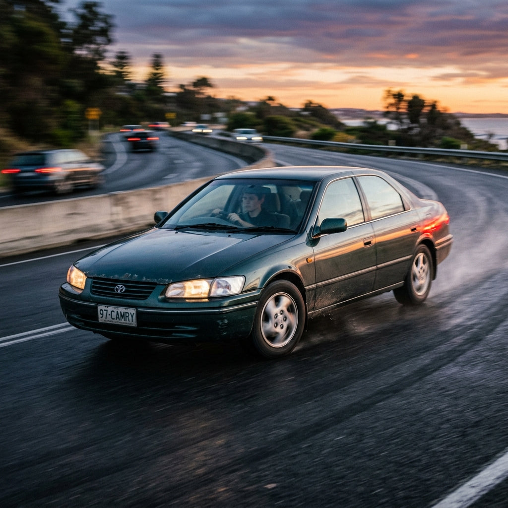 Action Shot: Toyota Camry Driving Fast