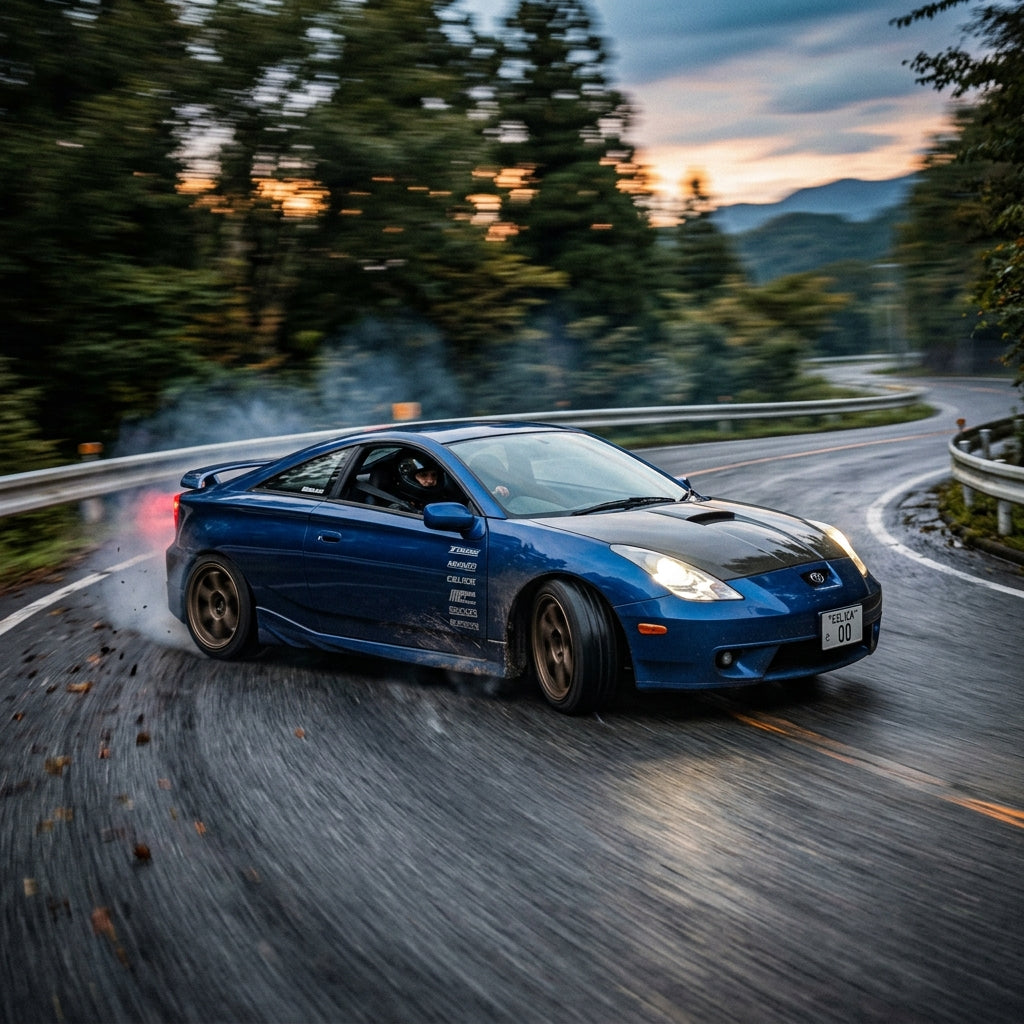 Action Shot: Toyota Celica Driving Fast