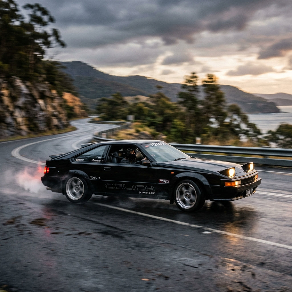 Action Shot: Toyota Celica Driving Fast