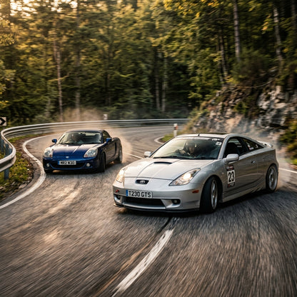 Action Shot: Toyota Celica,MR2 Driving Fast
