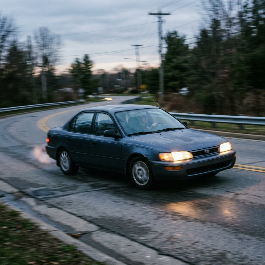 Action Shot: Toyota Corolla Driving Fast