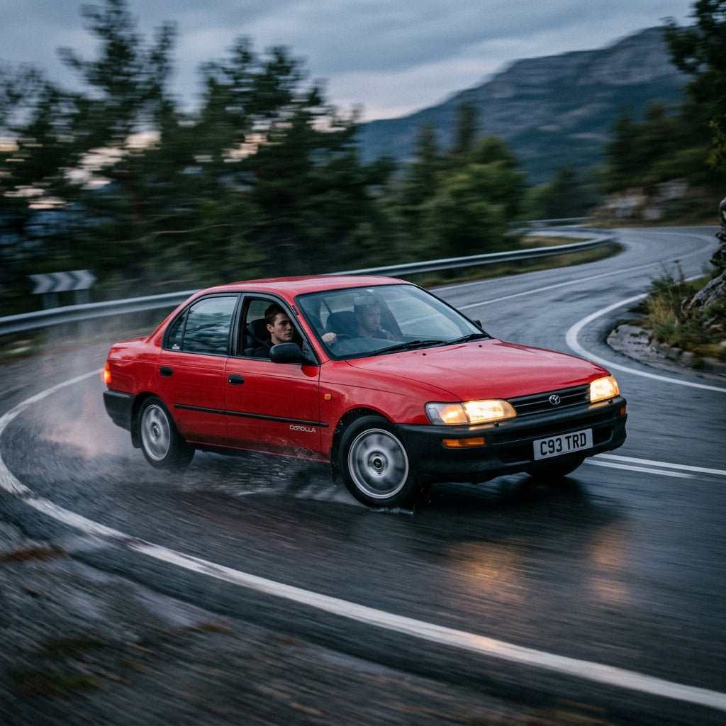 Action Shot: Toyota Corolla Driving Fast