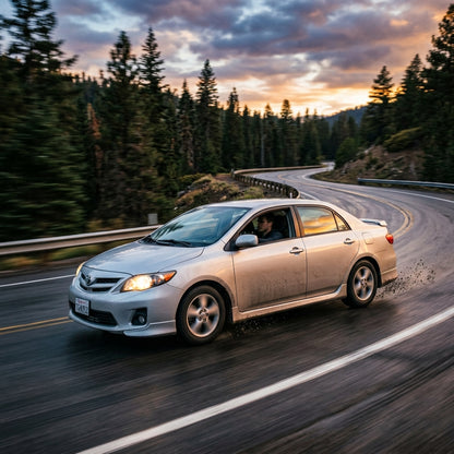 Action Shot: Toyota Corolla Driving Fast