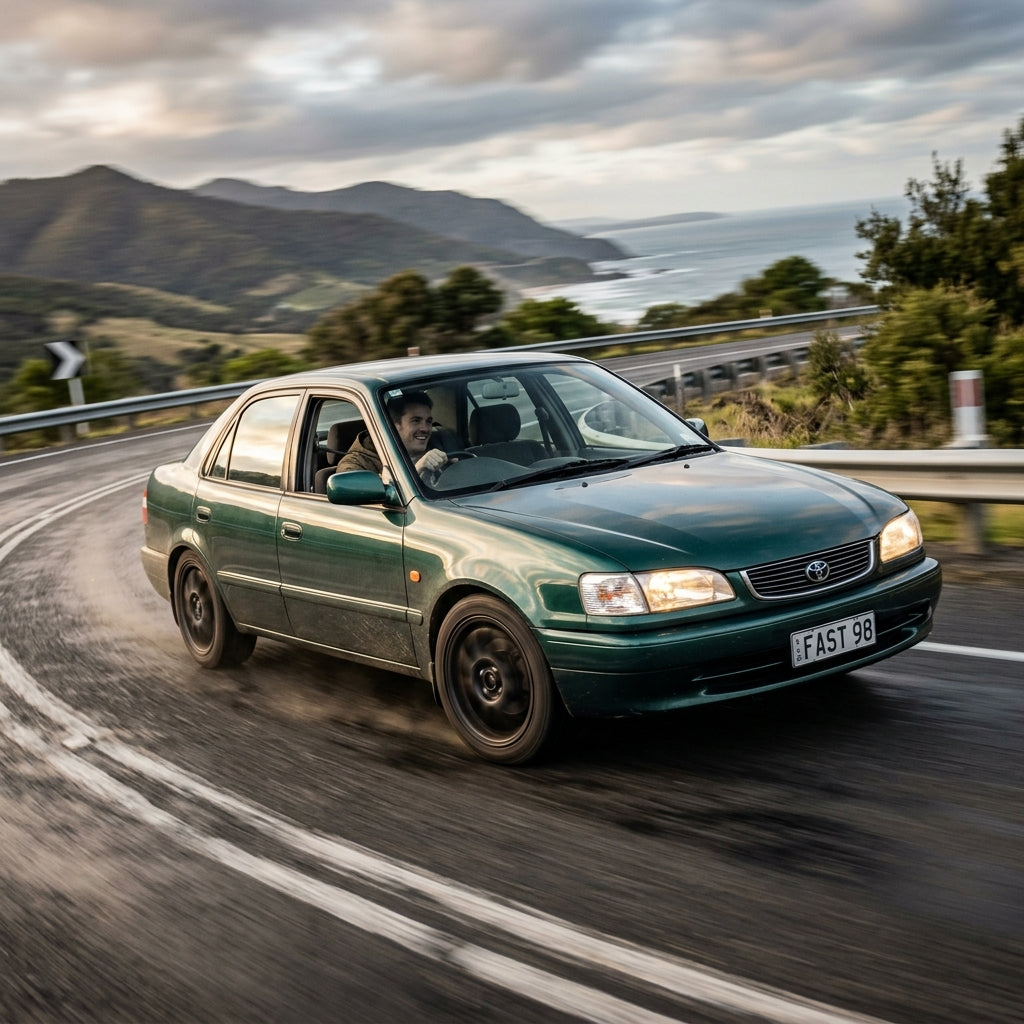 Action Shot: Toyota Corolla Driving Fast