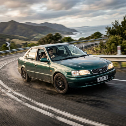 Action Shot: Toyota Corolla Driving Fast