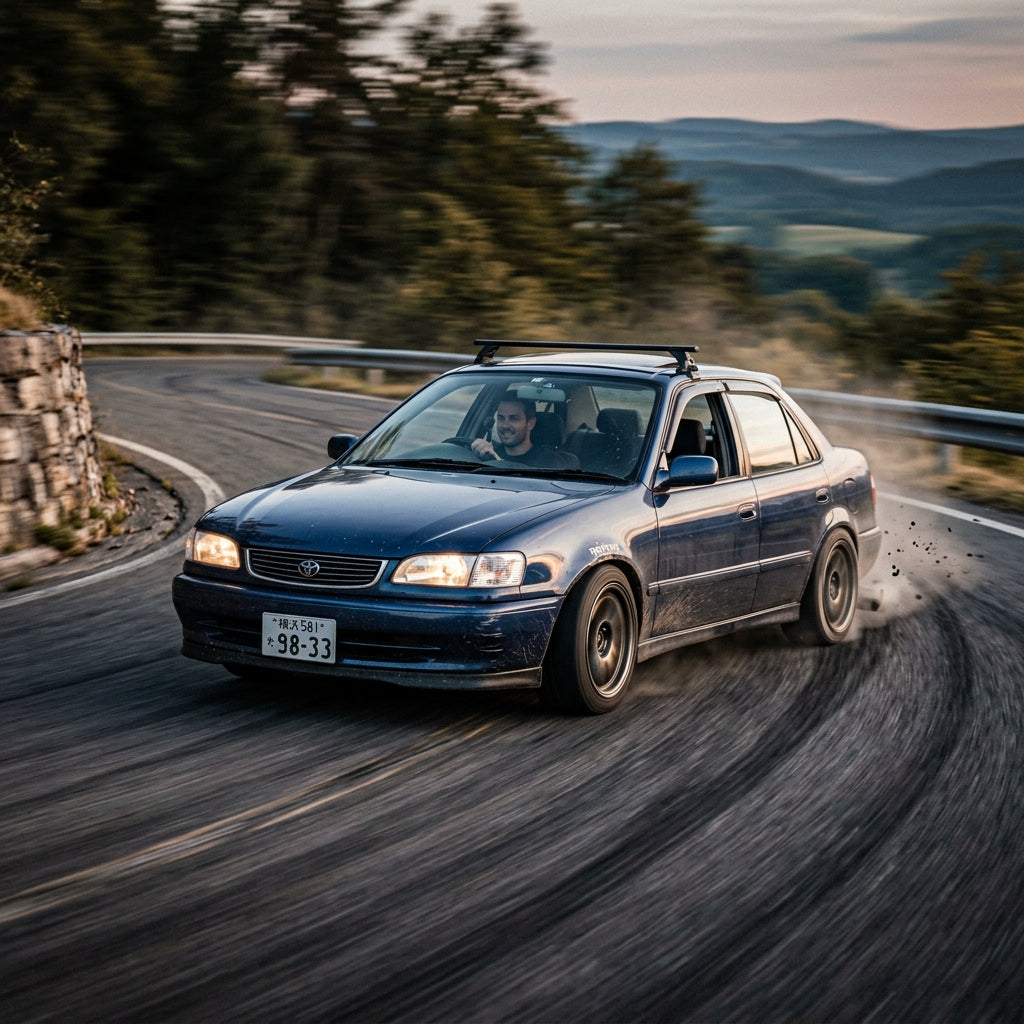 Action Shot: Toyota Corolla Driving Fast