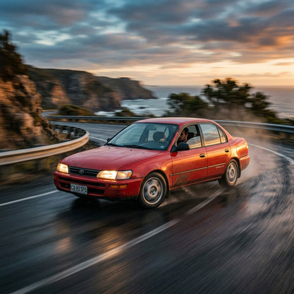 Action Shot: Toyota Corolla Driving Fast