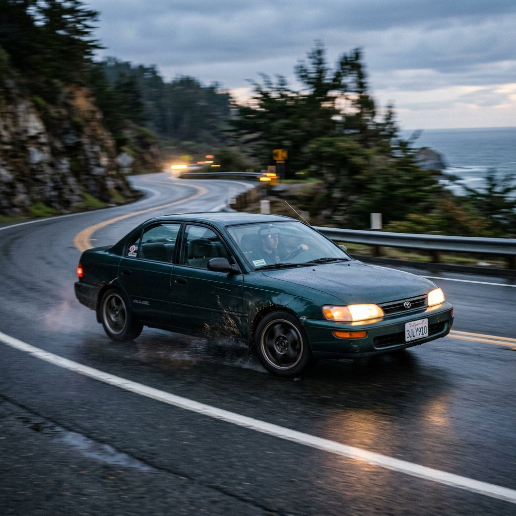 Action Shot: Toyota Corolla Driving Fast