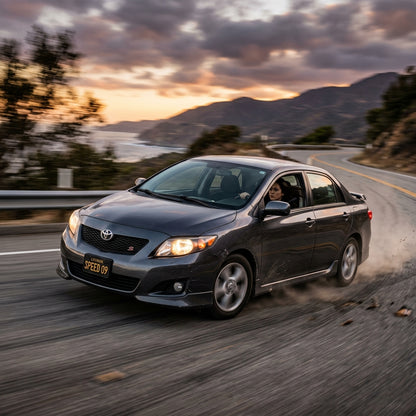 Action Shot: Toyota Corolla Driving Fast