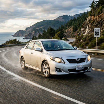 Action Shot: Toyota Corolla Driving Fast