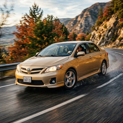 Action Shot: Toyota Corolla Driving Fast