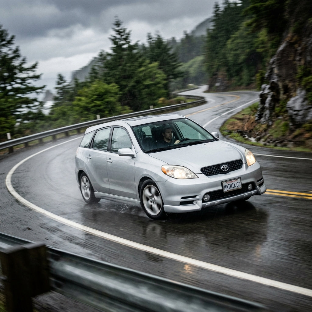 Action Shot: Toyota Corolla,Matrix Driving Fast