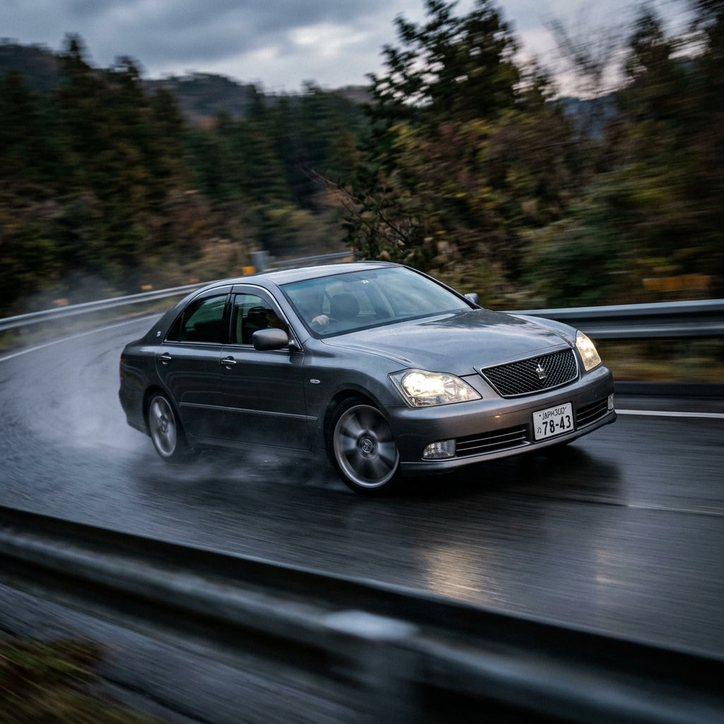 Action Shot: Toyota Crown Driving Fast